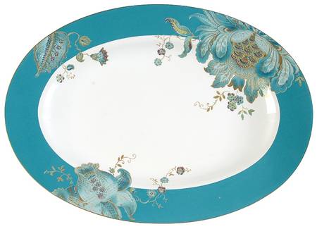 Eliza Teal 14" Oval Serving Platter