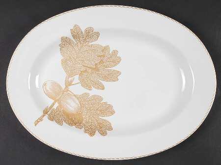 Gold Leaves 14" Oval Serving Platter