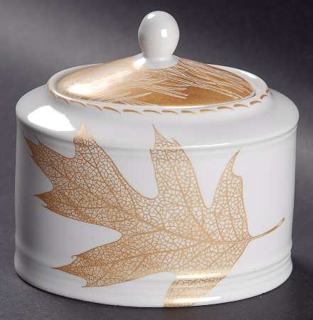 Gold Leaves Sugar Bowl & Lid