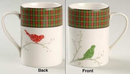 Christmas Birds Plaid Mug