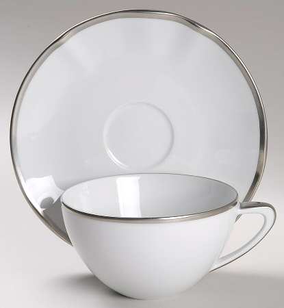 Simply Elegant Platinum Flat Cup & Saucer Set
