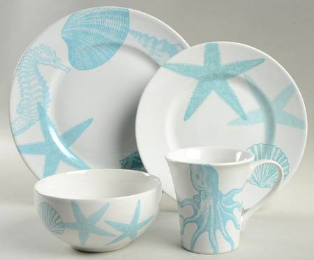 Coastal Life Blue 4 Piece Place Setting