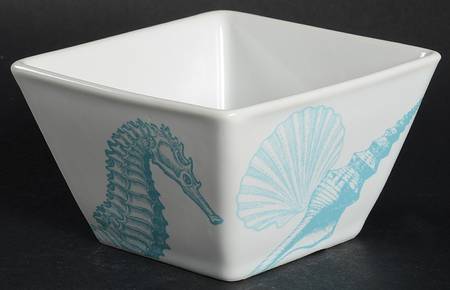 Coastal Life Blue Individual Square Appetizer Bowl