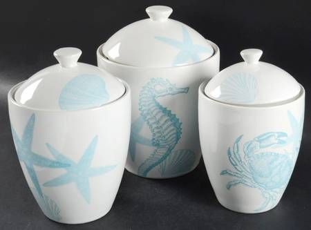 Coastal Life Blue (3 Piece) Canister Set (Box Set)