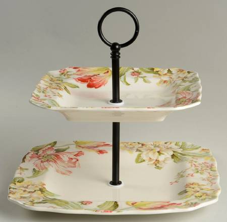 Ellis 2 Tiered Serving Tray (Square Dinner&Salad Plate)