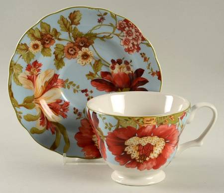 Spring Botanicals Footed Cup & Saucer Set