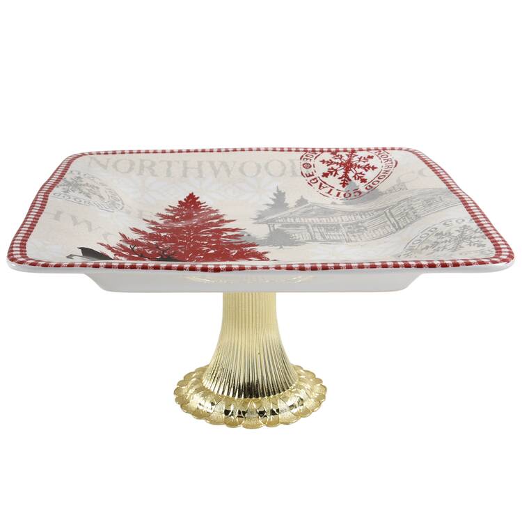 Northwood Cottage Cake Stand with 4"-5" Metal Pedestal  Hc