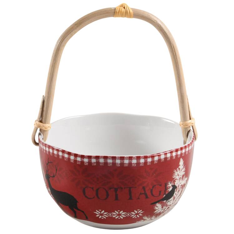 Northwood Cottage 7''-7 1/4'' Basket W/Bamboo Handle HC