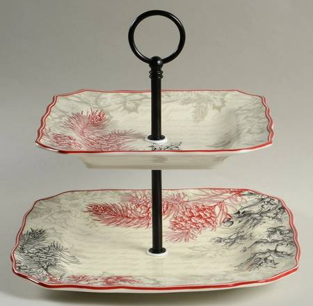 Joyful 2 Tiered Serving Tray (Square Dinner&Salad Plate)