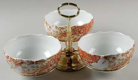 Surya Saffron 7" x 12" 3-Part Relish & Metal Stand (CERC) HC