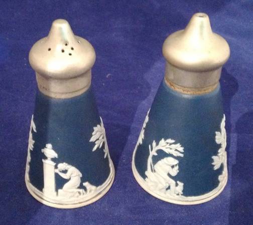 Jasper Blue Salt & Pepper Set with Metal Tops