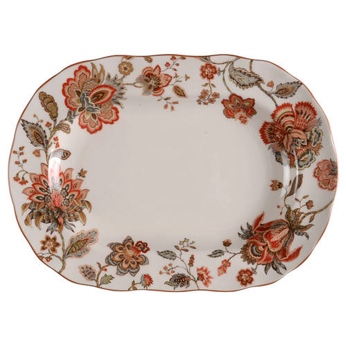 Winter Floral Red 14" Oval Serving Platter