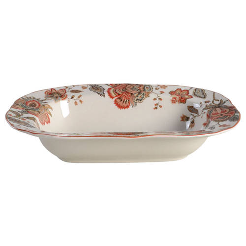 Winter Floral Red 11" Oval Vegetable Bowl