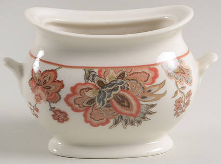 Winter Floral Red Sugar Bowl No Lid