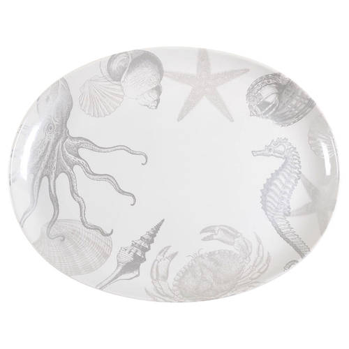 Coastal Life Silver (Gray) 18" Oval Serving Platter
