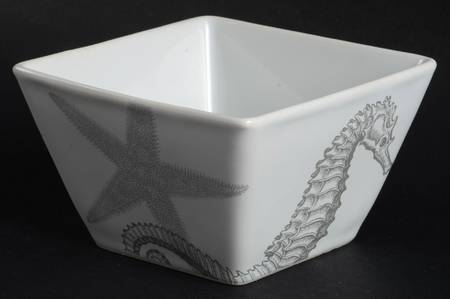 Coastal Life Silver (Gray) Individual Square Appetizer Bowl