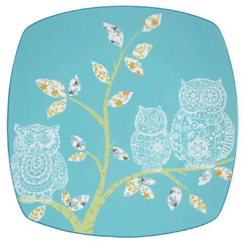 Lacy Owls Square Salad Plate