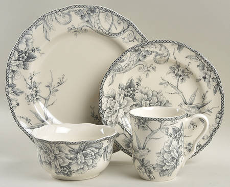 Adelaide Grey and White 4 Piece Place Setting