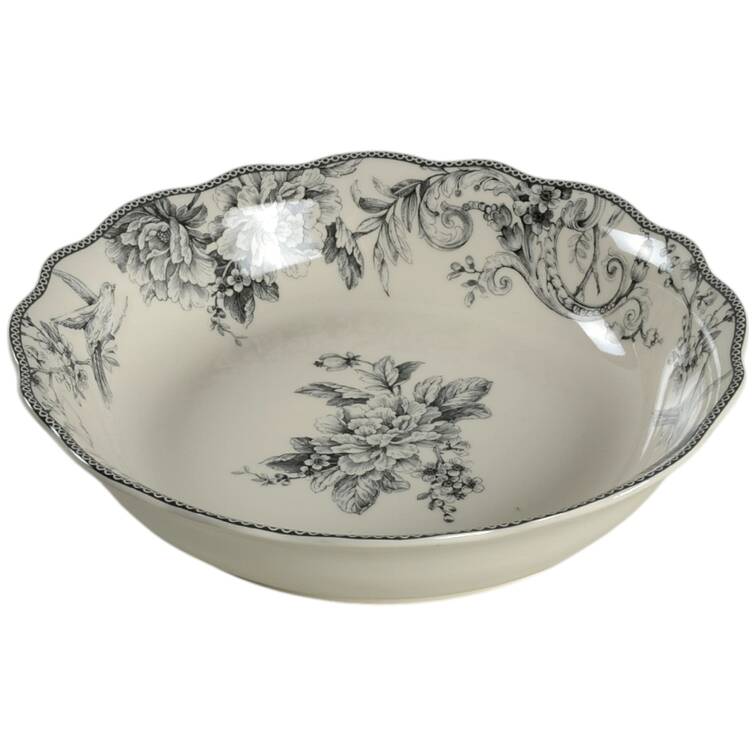 Adelaide Grey and White 13" Pasta Serving Bowl
