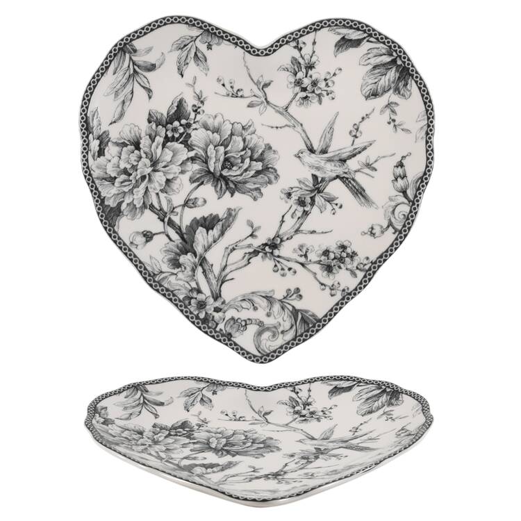 Adelaide Grey and White Heart Shaped Plate