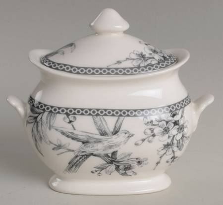 Adelaide Grey and White Sugar Bowl & Lid