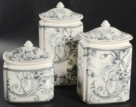 Adelaide Grey and White (3 Piece) Canister Set (Box Set)