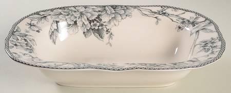 Adelaide Grey and White 11" Oval Vegetable Bowl