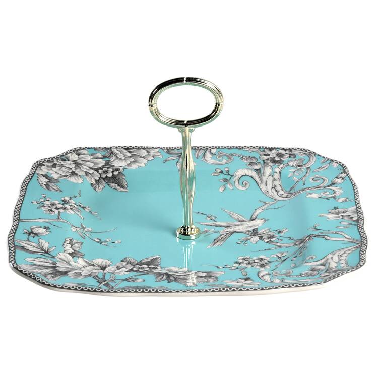 Adelaide Turquoise Round Serving Plate with Center Handle (Dp) Hc
