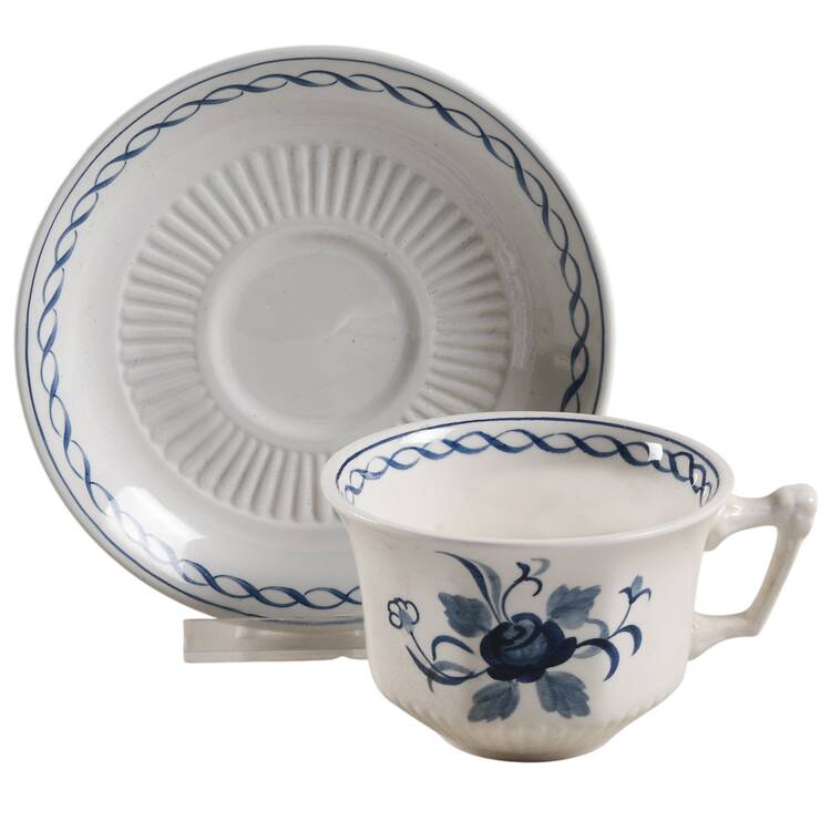 Baltic Blue (Older, Cream) Flat Cup & Saucer Set