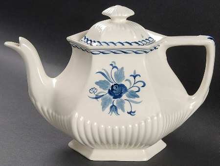 Baltic Blue (Older, Cream) Teapot & Lid