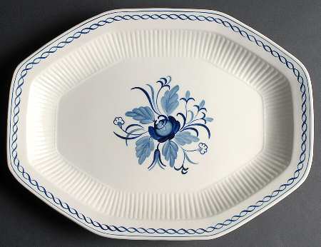 Baltic Blue (Older, Cream) 15" Octagonal Serving Platter
