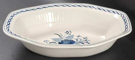 Baltic Blue (Older, Cream) 9" Oval Vegetable Bowl
