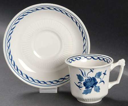Baltic Blue (Older, Cream) Flat Demitasse Cup & Saucer Set