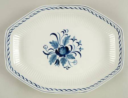 Baltic Blue (Older, Cream) 13" Octagonal Serving Platter
