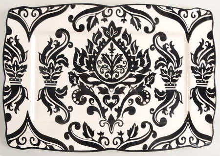 Damask Black 16" Rectangular Serving Platter