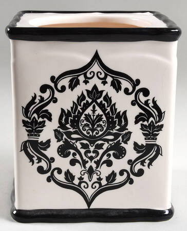 Damask Black Large Canister No Lid