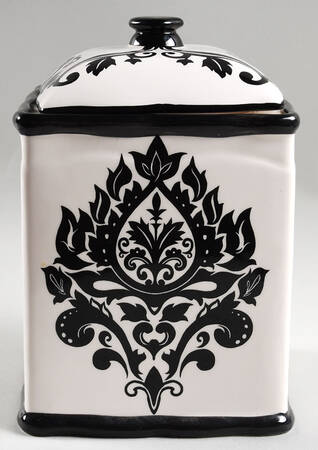 Damask Black Large Canister & Lid