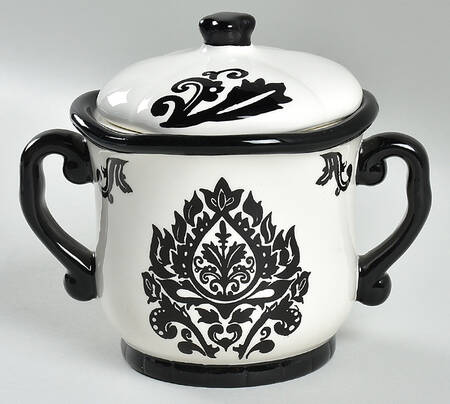 Damask Black Sugar Bowl & Lid