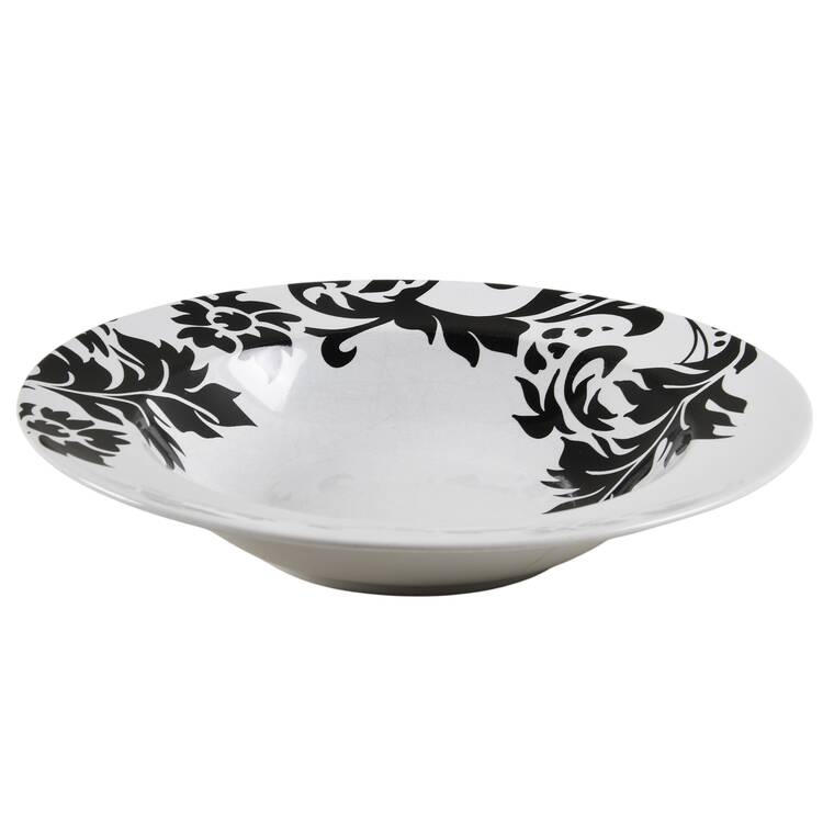Damask Black Rim Soup Bowl