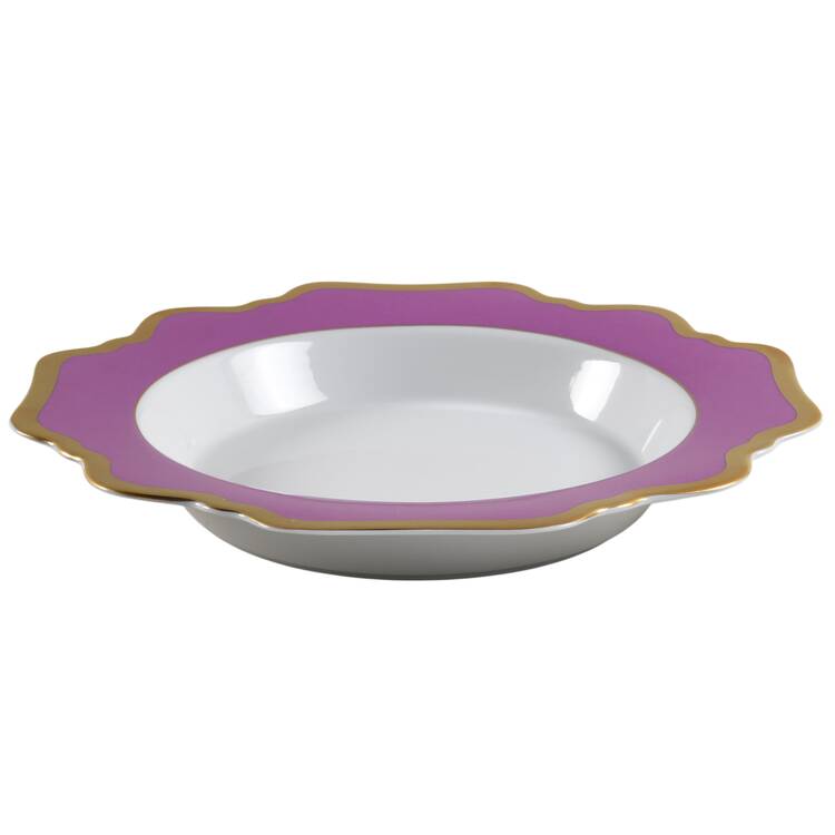 Anna's Palette Purple Orchid Large Rim Soup Bowl