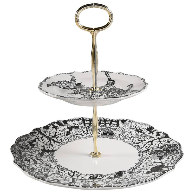 Wiccan Lace 6 5/8"-10"  2 Tiered Serving Tray (Dp, Sp) HC