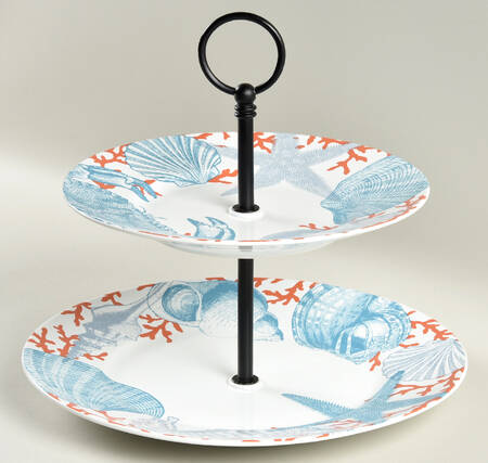 Coastal Life Grenada 2 Tiered Serving Tray (Dinner & Salad Plate)