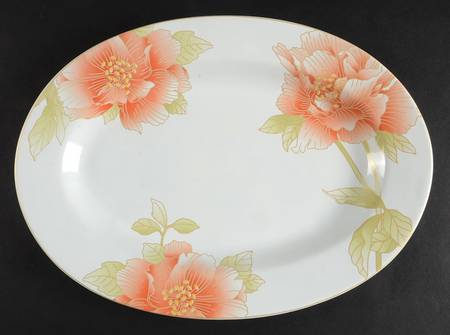 Leanne Peony 14" Oval Serving Platter