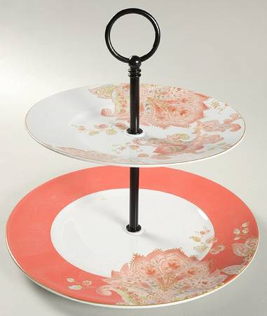 Norah Coral 2 Tiered Serving Tray (Dinner & Salad Plate)