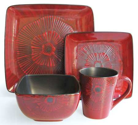 Laurette Red Square Dinner Plate