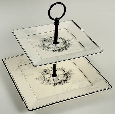Les Etoiles Cherub 2 Tiered Serving Tray (Square Dinner&Salad Plate)