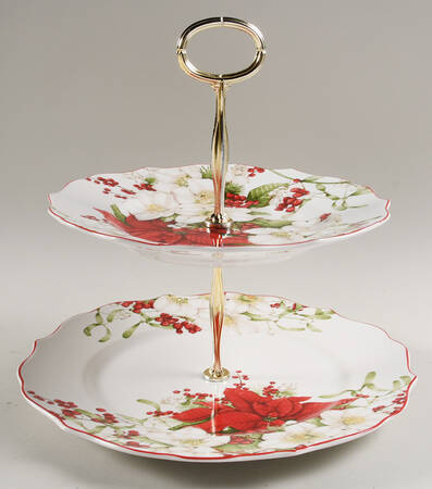 Winter Harmony 6 5/8"-10"  2 Tiered Serving Tray (Dp, Sp) HC