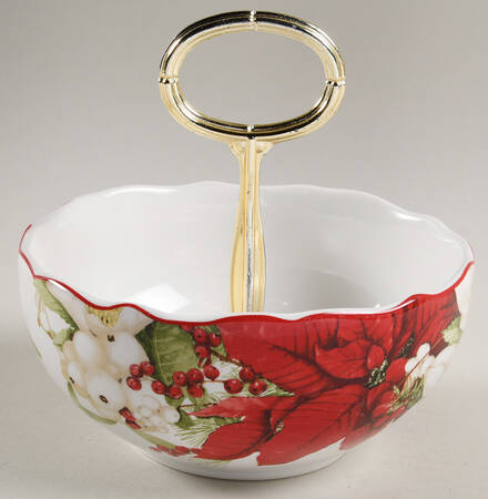 Winter Harmony 6"-7" Handled Footed Nut Dish HC