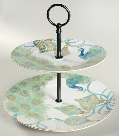 Lakshmi Holiday 2 Tiered Serving Tray (Dinner & Salad Plate)