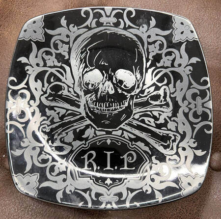 Halloween Skulls Black Square Salad Plate